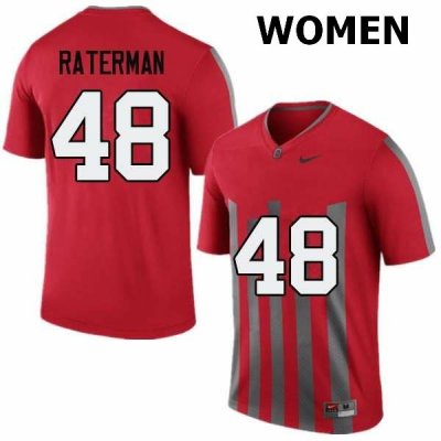 NCAA Ohio State Buckeyes Women's #48 Clay Raterman Throwback Nike Football College Jersey PDV3545MP